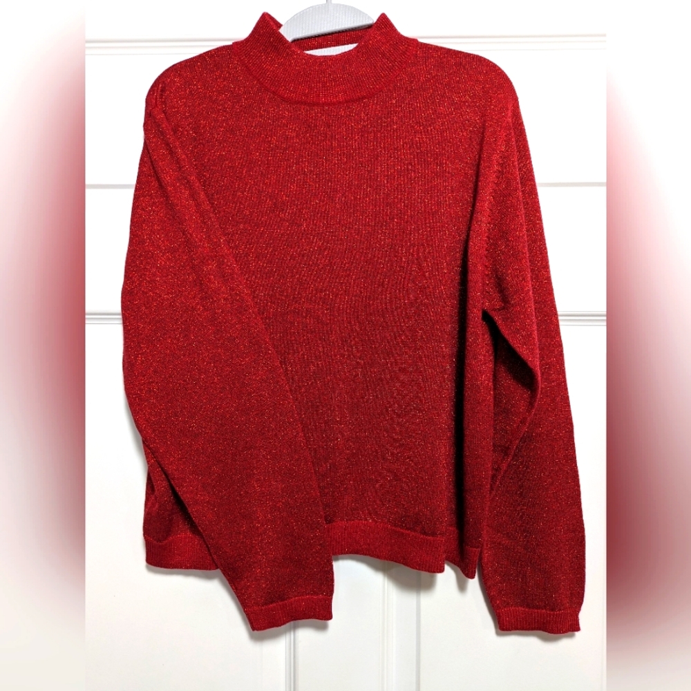 Glittery red, Size L long-sleeved top.